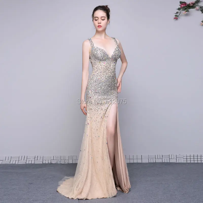 Настоящая фотография Vestido Longo Тюль V Средства ухода за кожей шеи Спагетти ремень