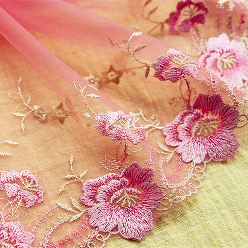 

14 Yds/Lot Softtulle Polyester Embroidery Lce Trim DIY Garment Accessories 3D Floral Lace Sewing Trims 20cm