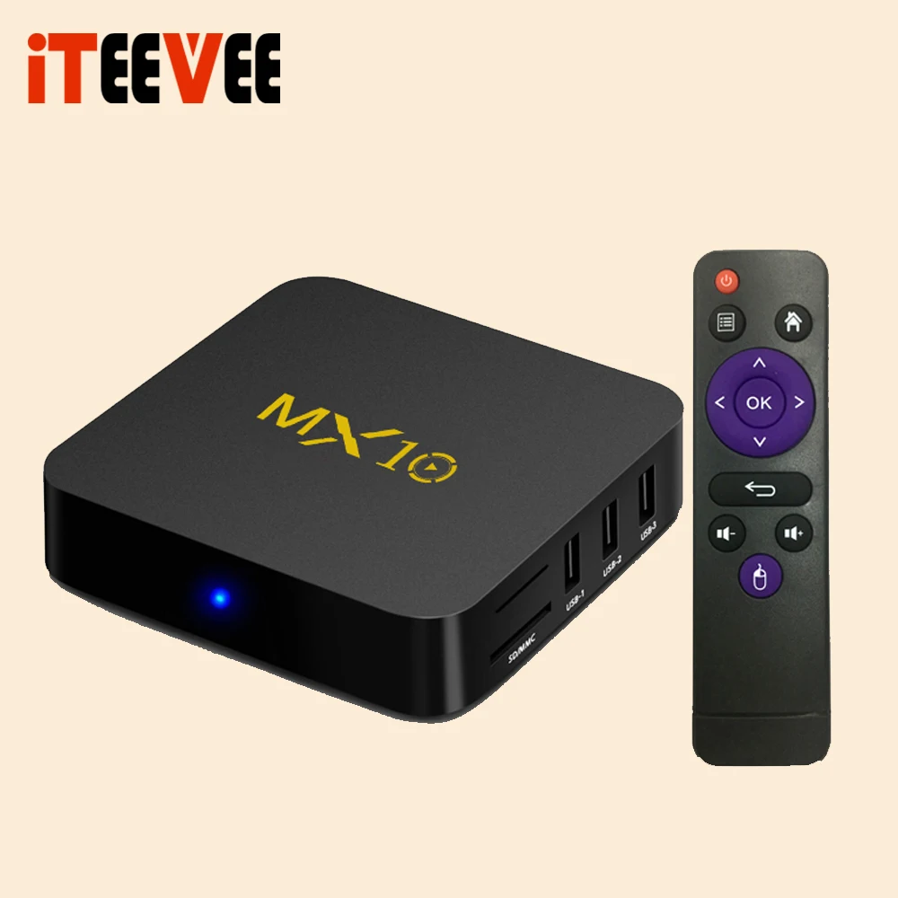 Смарт ТВ-приставка MX10 Android 8 1 RK3328 4K VP9 H.265 HDR10 USB3.0 4 ГБ/64 Гб DLNA Miracast Airplay WiFi LAN HD