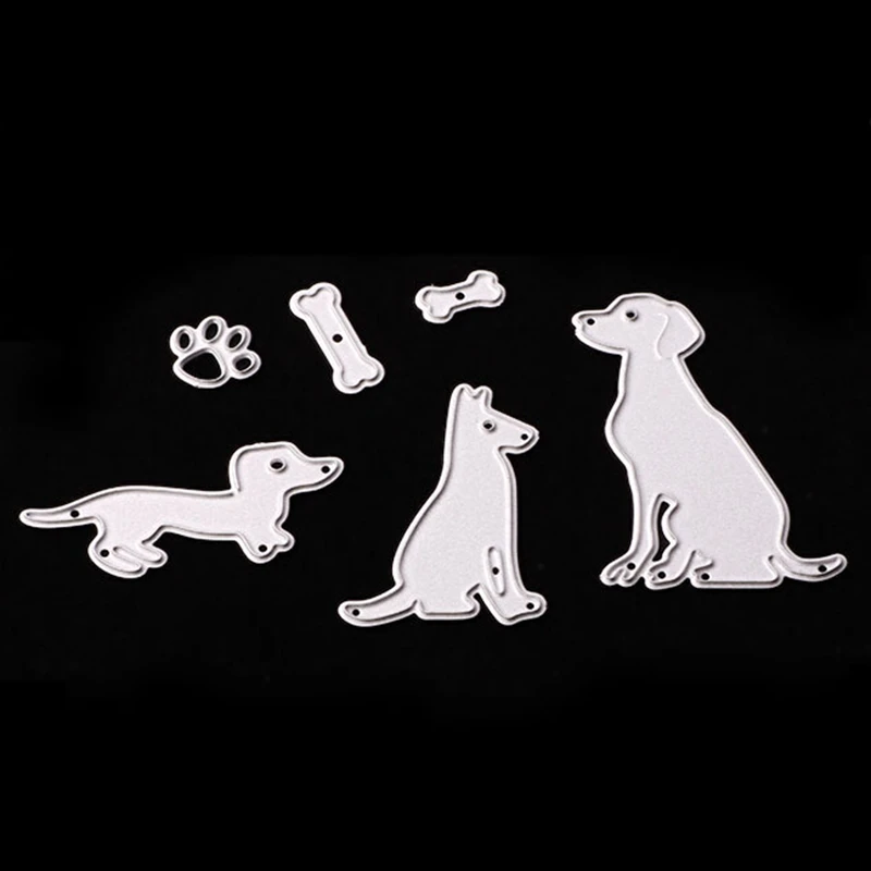 6 шт./компл. Lovey Dogs трафареты для резки металла Сделай Сам собака следы кости