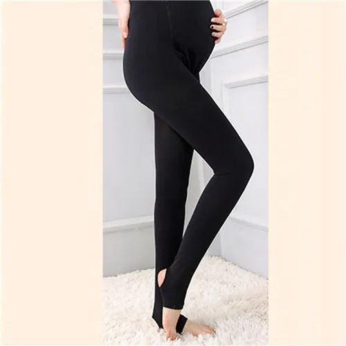 Black Footed Legging Puseky Одежда для беременных зимние однотонные регулируемые Леггинсы для беременных женщин толстые универсальные брюки для беременных Polainas - Цвет: Black Footed Legging