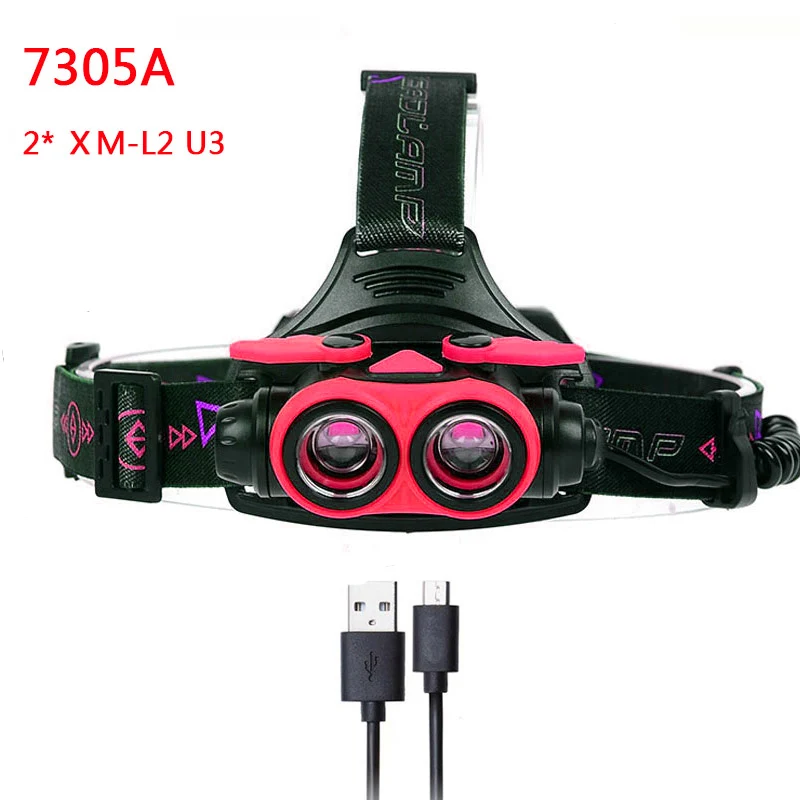 Option A Litwod z307305A 8000LM светодиодный налобный фонарь XM-L2 U3 4 режима Перезаряжаемые головной светильник фара Точечный светильник головной светильник 2*18650 Батарея - Испускаемый цвет: Option A