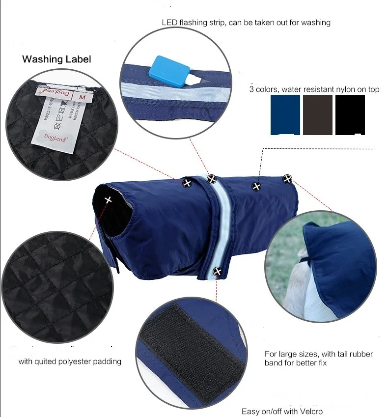 Одежда для собак со светодио дный подсветкой большая собака пальто водостойкие