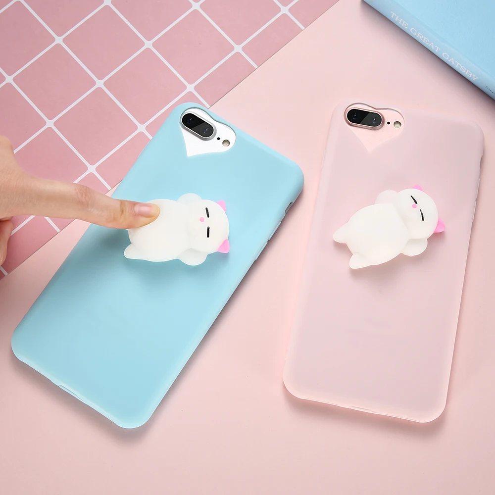 KISSCASE 3D Squishy Case For iPhone 5 6 6s 7 Plus Lovely Cute Funny Animal Soft TPU Cover 5S SE |