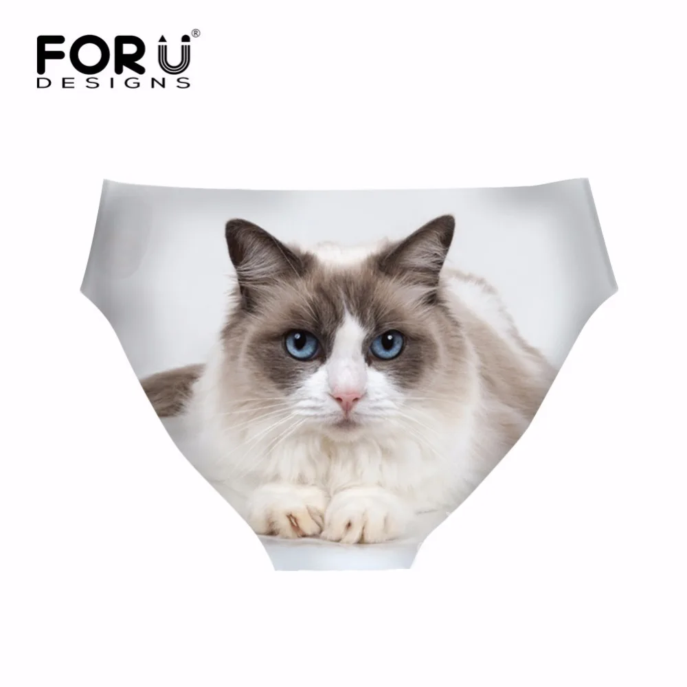 FORUDESIGNS новинка Ragdoll с принтом кота женские Мягкие Бесшовные трусики женское