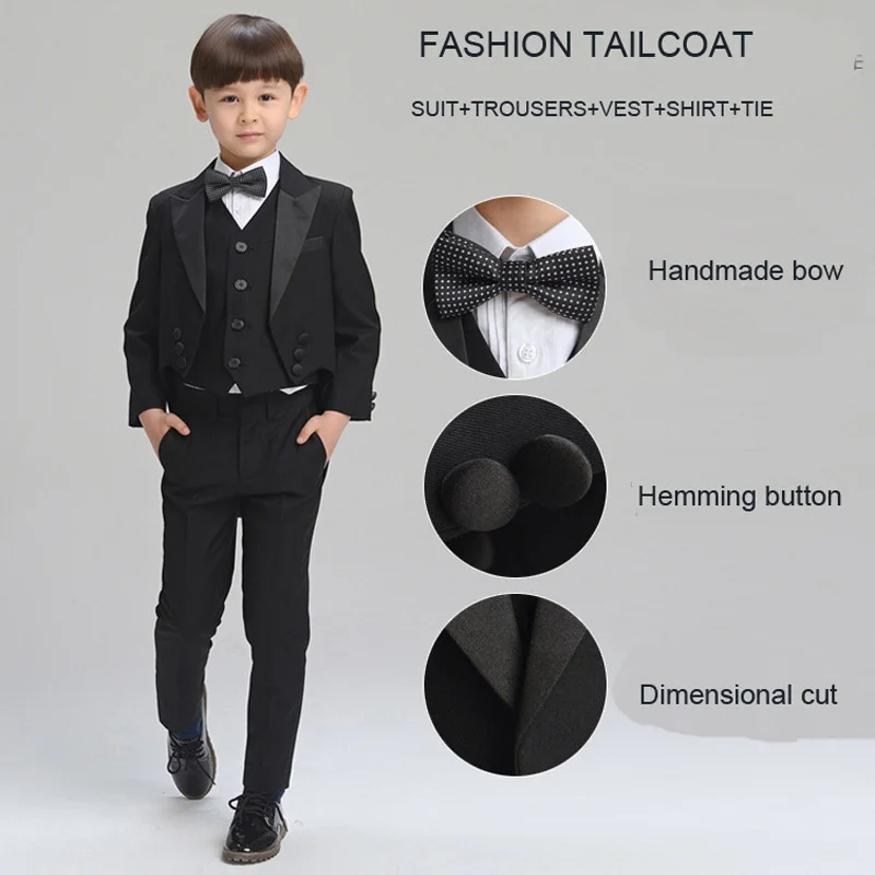 Комплект одежды для больших мальчиков черный Фрак детские костюмы выпускного