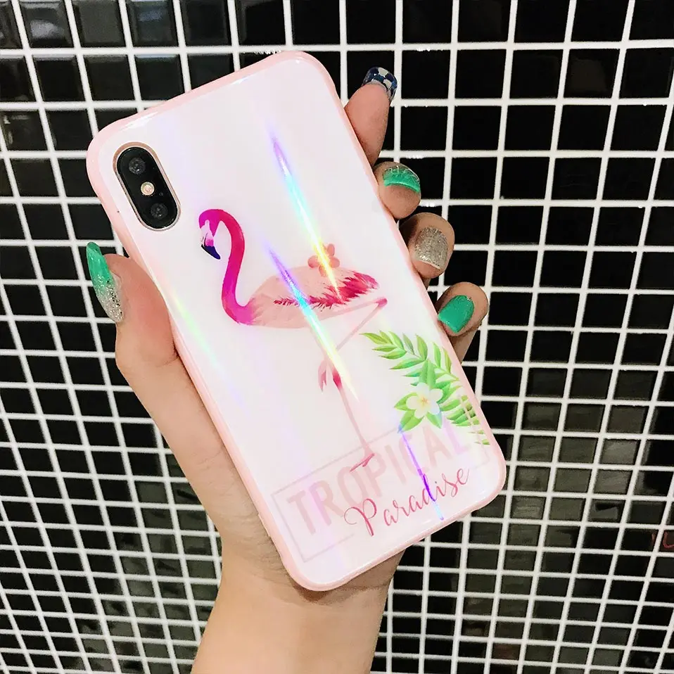 Для iphone 6 7 8 розовое стекло Любовь Фламинго чехол для телефона S плюс Funda Drop-proof