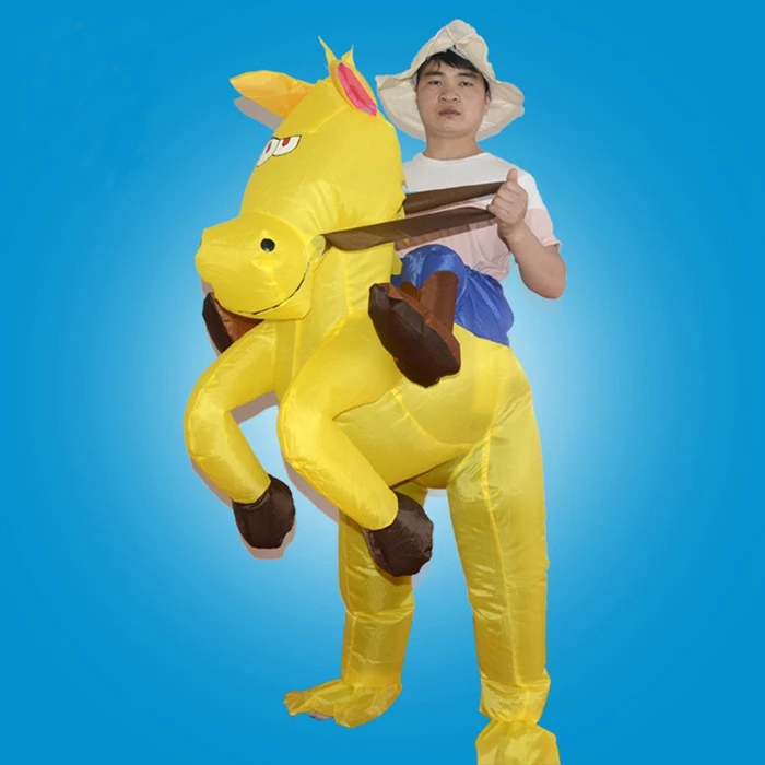 Надувной ковбойский костюм для верховой езды на лошади Хэллоуин Забавное платье