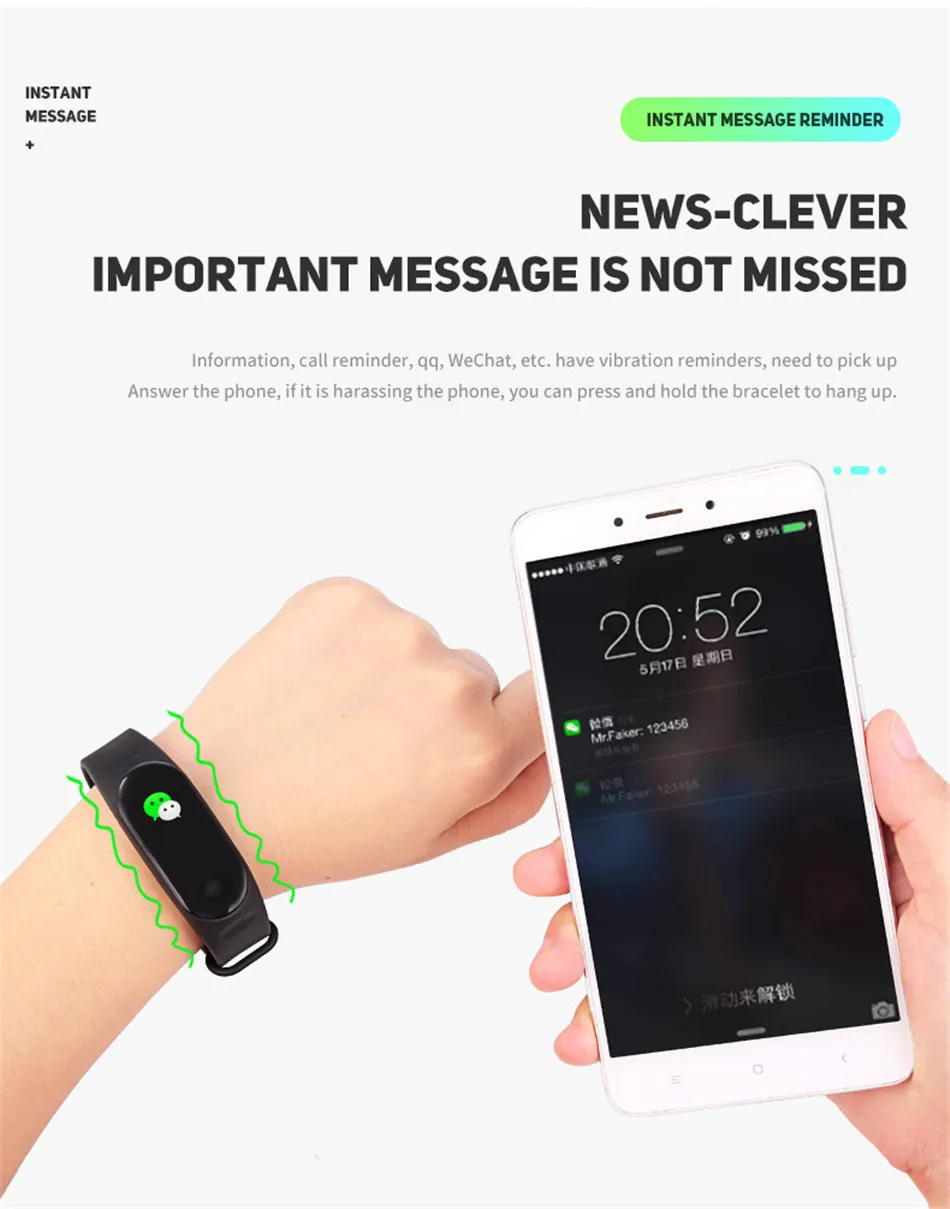 ACCEZZ смарт-браслет для Xiaomi измерение кровяного давления цветной экран Браслет фитнес-трекер M3 для IOS Android