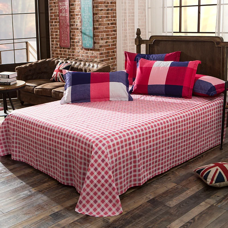 Cotton Beauty Plaids Flat Sheet For Single Double Bed Children Adults Bedroom Use Bed Sheet(No Pillowcase) XF638-14