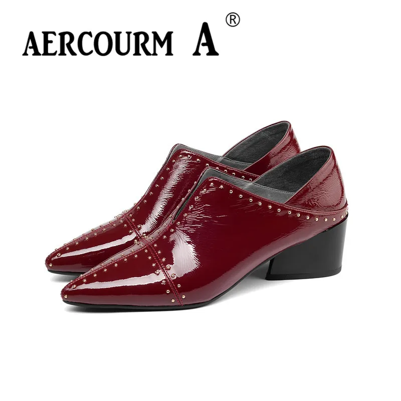 Aercourm A/2018 Женская шелковая обувь с заклепками женская из натуральной кожи