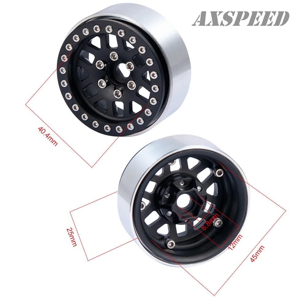 

1/10 RC Crawler 1.9 Inch Beadlock Wheel Rims 1.9'' Metal Alloy Wheel Hubs for SCX10 90022 90027 90046 90047 CC01 TRX4 TF2