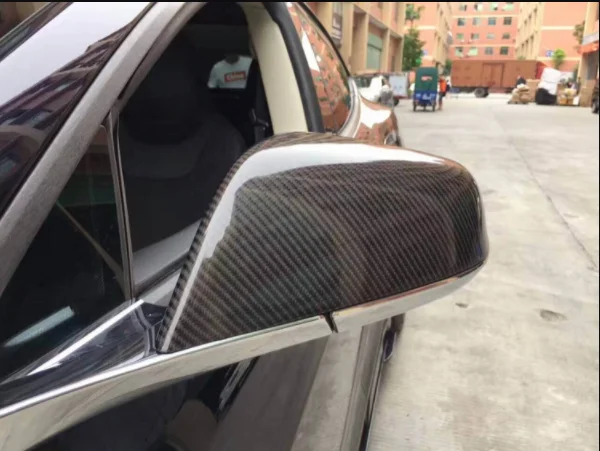 

for Tesla Model X 90D P90D 75D 100D 2016 2017 Real Carbon fiber mirror cover rear view mirror cover gloss black