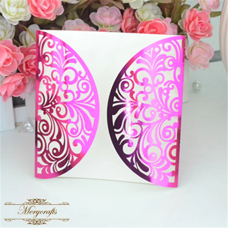 

2017 hot sale wedding card & New design invitation card & arabic japanese metal pink wedding invitation card