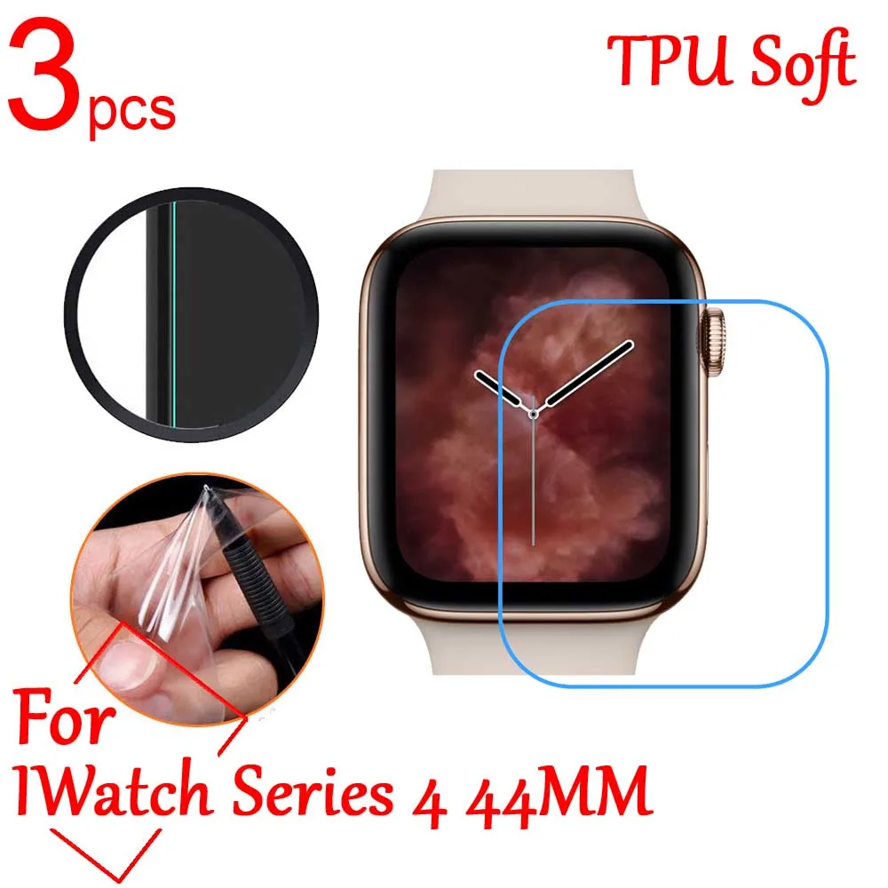 3 шт. ультрапрозрачный Мягкий защитный чехол из ТПУ для ЖК экрана Apple Watch серии 4 40