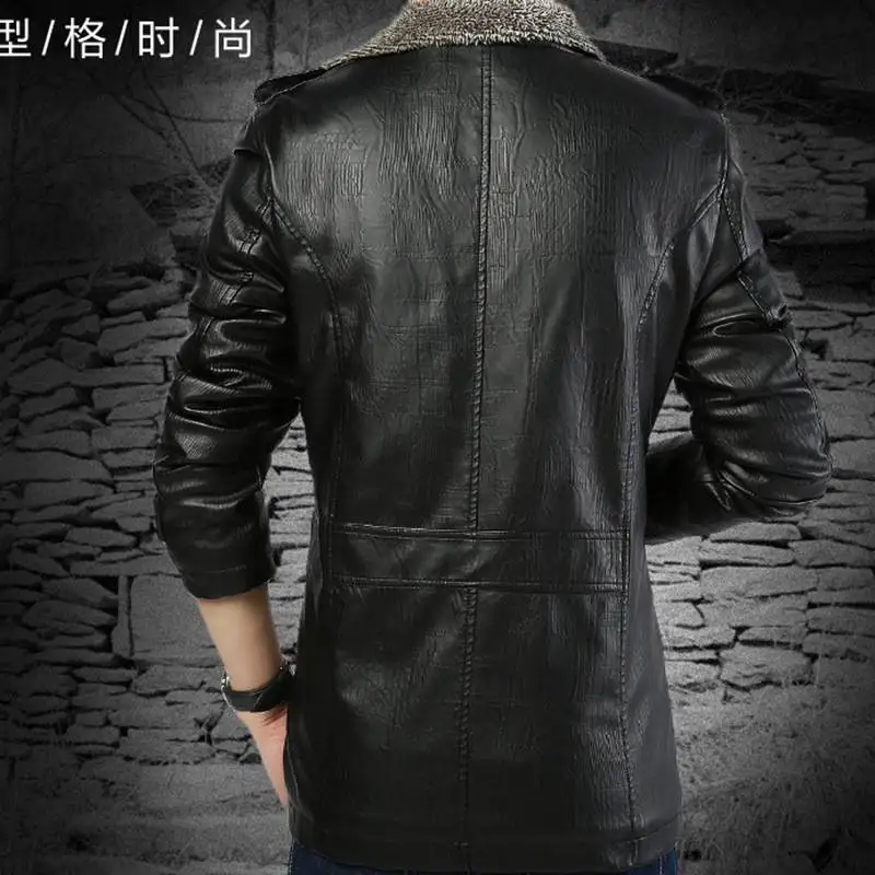 Искусственная кожа PU мужские парки 8XL коричневый Epaulet модные куртки Зимние