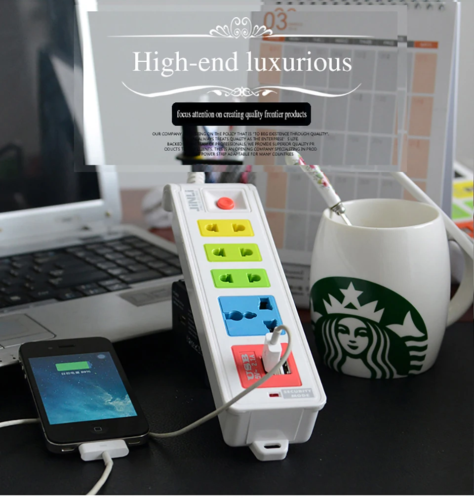 BR IL AU US UK EU plug Universal 4 Outlet Power Socket & 2 USB socket with Portable |