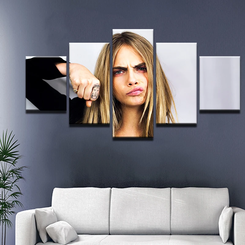 5 шт. Кара Delevingne модель плаката картина Современные домашние картины холст