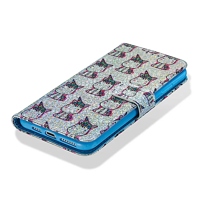 Wekays для Apple Iphone XS Max XR X мультфильм Единорог блеск кожа флип чехол для Iphone 6 плюс 6s 7 8 чехол