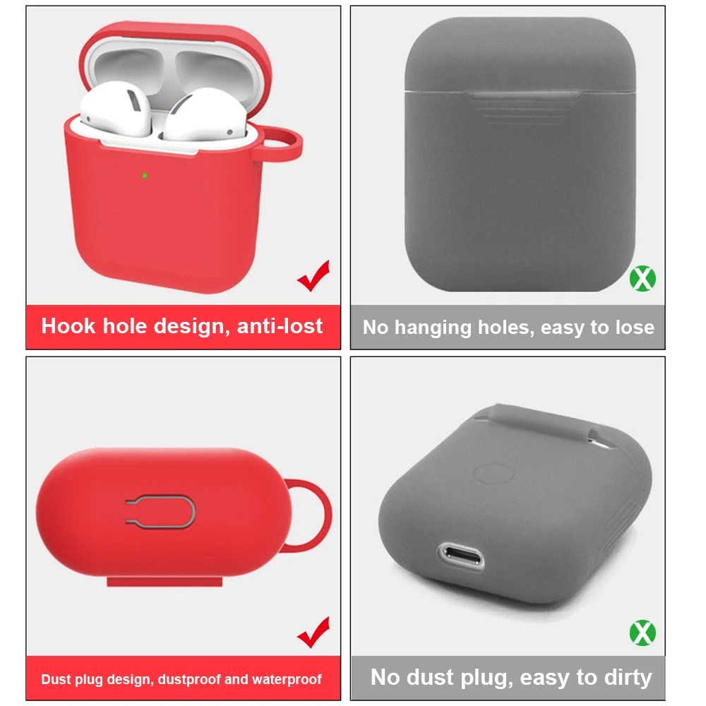Новый чехол для наушников Apple AirPods 2 поколения силиконовый беспроводных Bluetooth Airpods