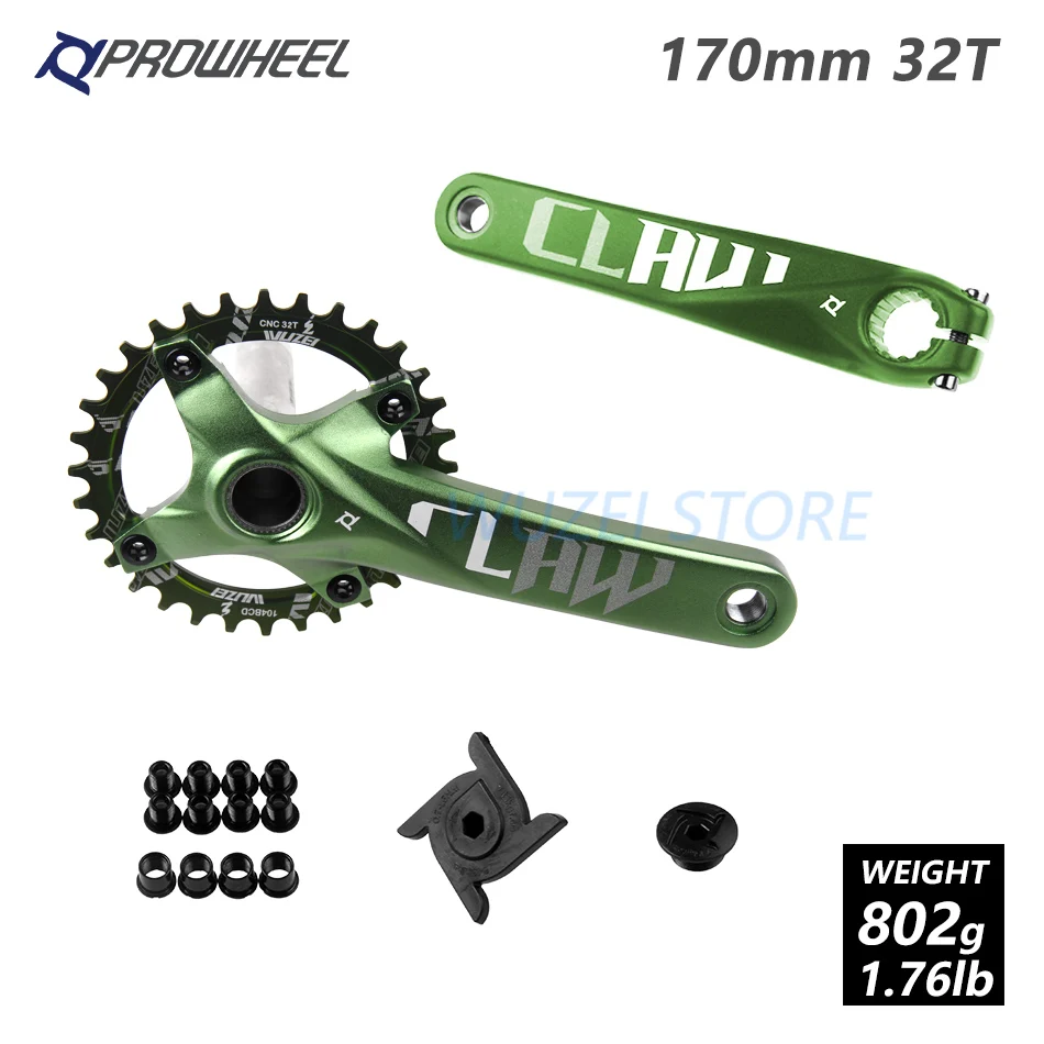 Prowheel 104 BCD mtb шатун со звездочками для велосипеда пластины 170 мм/30/32/34/36/38 T Круглый звездочки шатун для горного велосипеда комплект велосипед Запчасти - Цвет: 170mm Green 32T