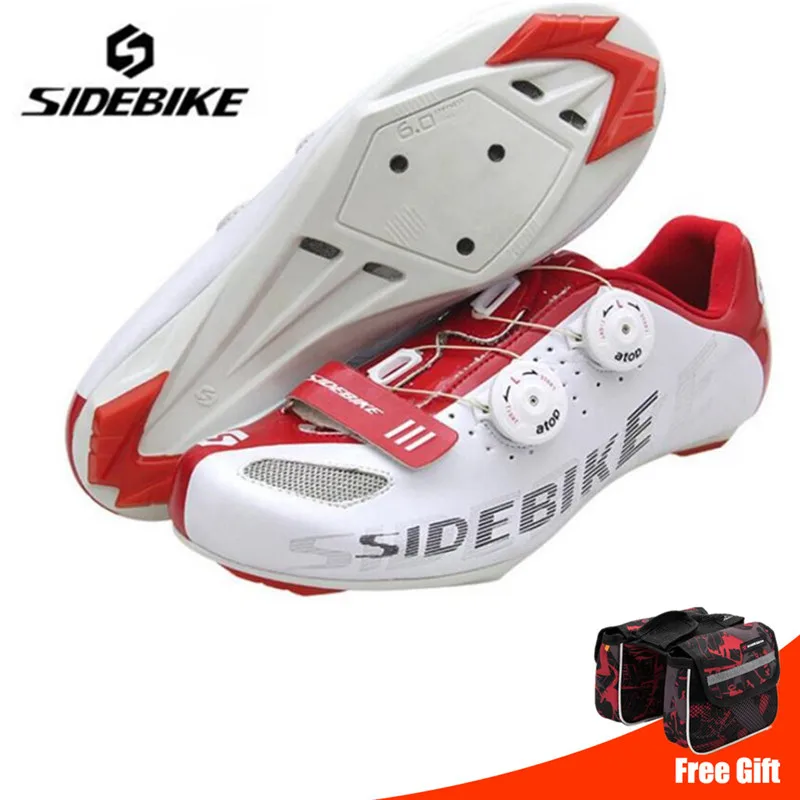 add bag Sidebike/Обувь для шоссейного велоспорта; комплект с педалью; коллекция года; обувь для шоссейного велосипеда; мужские самозакрывающиеся дышащие профессиональные кроссовки для гоночного велосипеда - Цвет: add bag