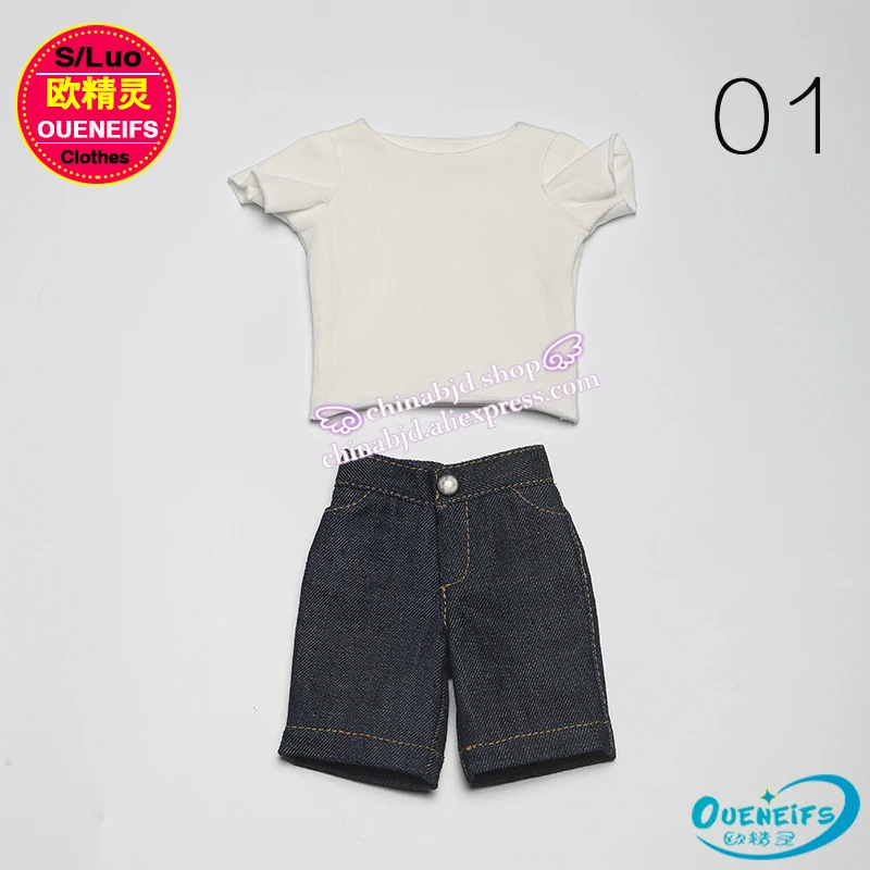Мужская белая футболка и ковбойские брюки BJD Clothe шорты для Minifee или ребенка