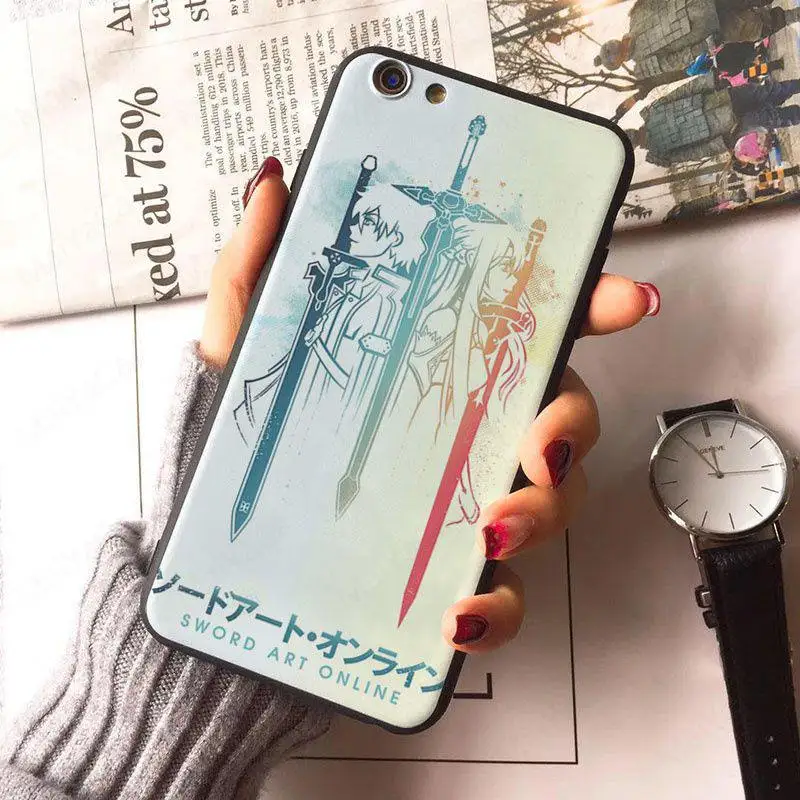 Меч искусство онлайн DIY окрашенный красивый телефон для iphone 8 8plus 7 7plus 6 6plus 5 5s SE X XS XR