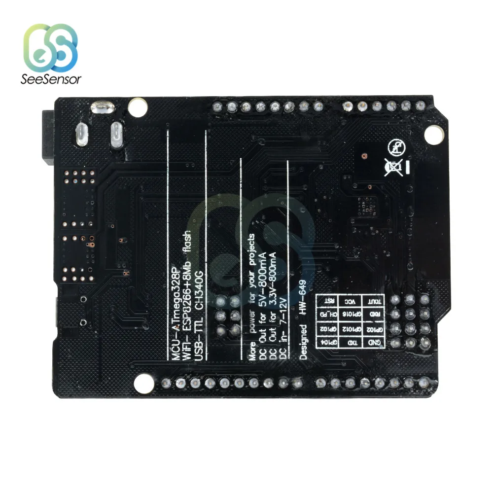 WiFi UNO R3 ATmega328P ESP8266 (32 Мб памяти) USB TTL CH340G основная плата для Arduino NodeMCU|Детали и