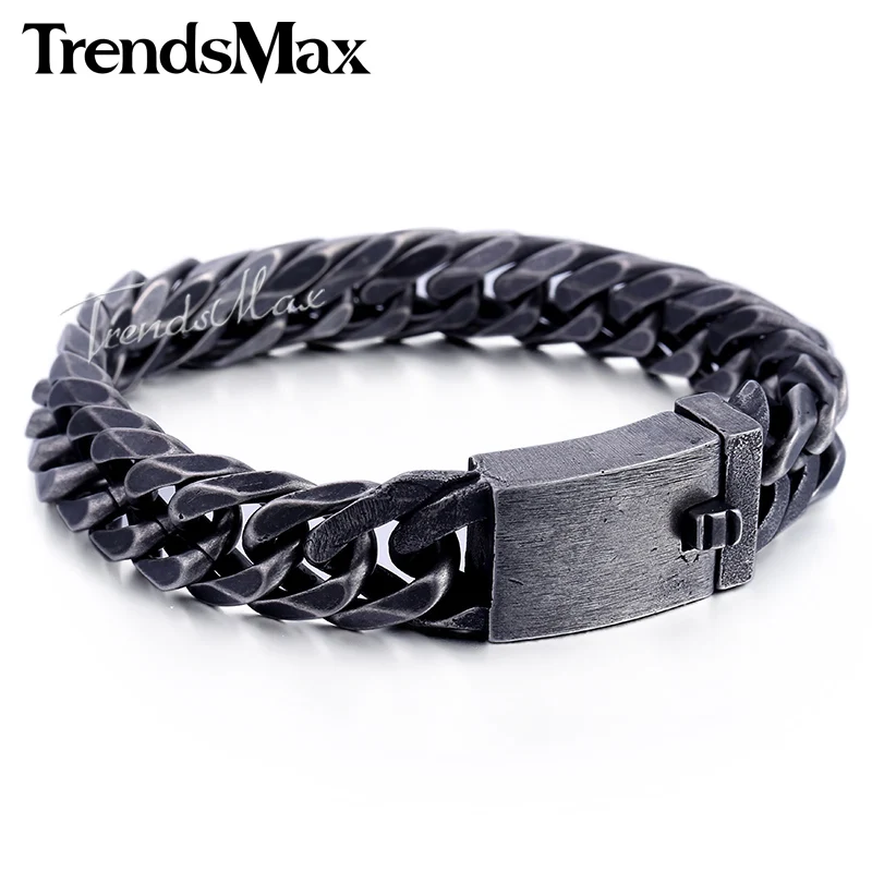Trendsmax мужской Браслет Из бронзового металла кубинский браслет из нержавеющей