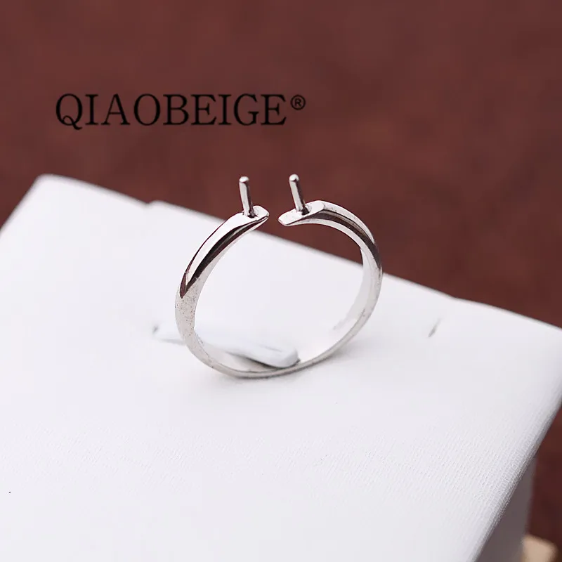 QIAOBEIGE двойной жемчуг кольцо серебро чередующиеся кольца пресноводное жемчужное