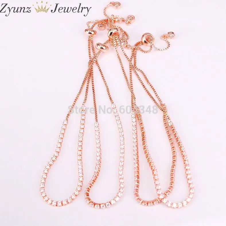rose gold color 10 шт. ZYZ333-6210 золото/серебро/черный браслеты цвет Iced Out 1 ряд 2 мм теннисная цепочка CZ браслет с камнями для мужчин и женщин модные ювелирные изделия - Окраска металла: rose gold color