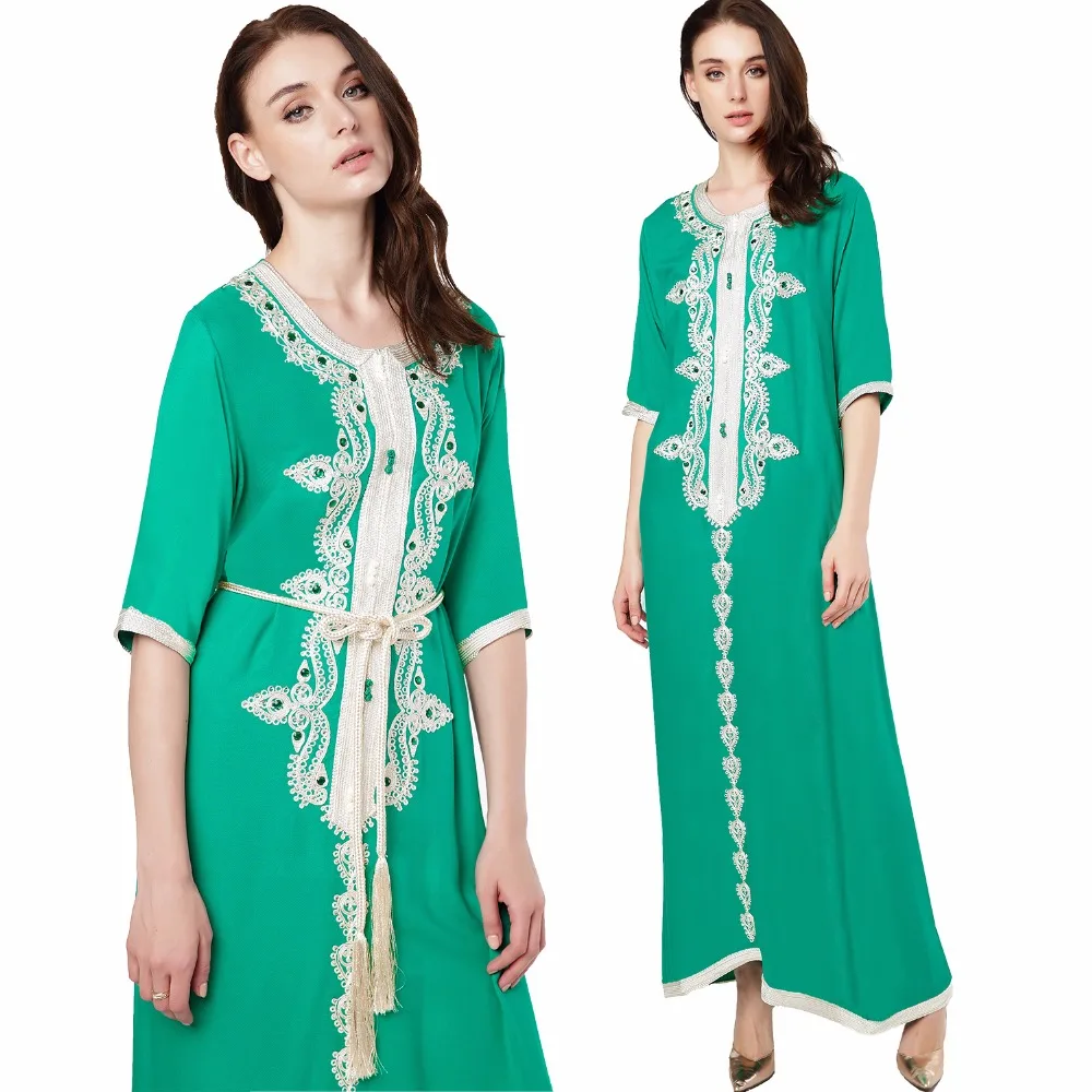 Мусульманское женское платье с длинным рукавом Макси длинное мусульманская