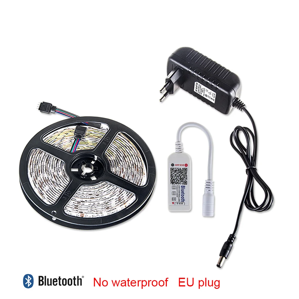 Set 1 no waterproof Foxanon DC12V RGB Светодиодная лента 5050 60 Светодиодный/м гибкий светодиодный светильник rgb светодиодный неоновый светильник s с bluetooth-контроллером 3A адаптер питания - Испускаемый цвет: Set 1 no waterproof