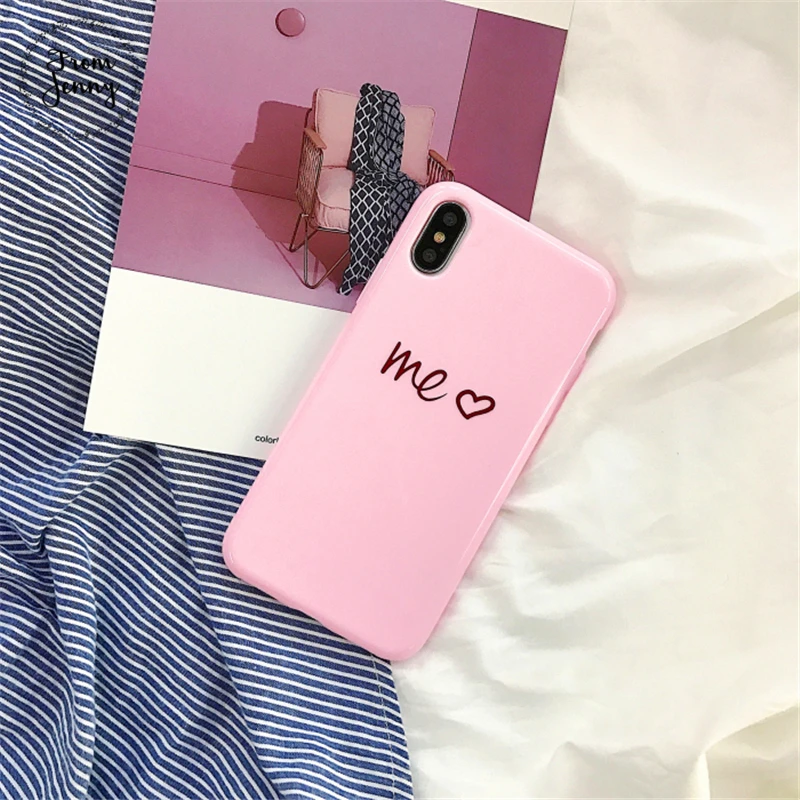 От Jenny для Apple iPhone X Пара &quotты и я&quot Love heart чехол телефона TPU Бесплатная доставка |