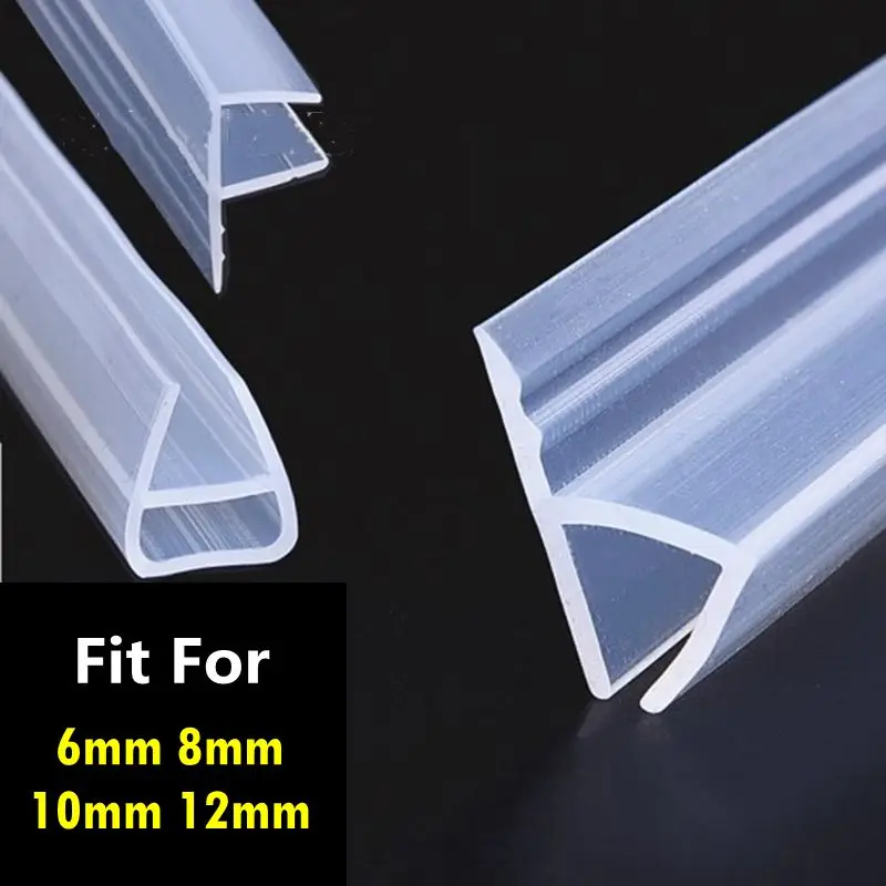 

1M 6-12mm Widen F U H Shape Glass Door Seals Silicone Rubber Shower Room Door Window Glass Seal Strip Weatherstrip Window Door