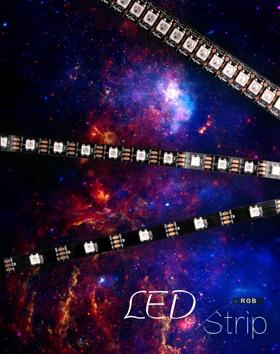 WS2812B DC 5 В Светодиодная лента RGB 50 см 1 м 2 м 3 м 4 м 5 м 30/144 светодиодный s умный адресуемый пиксель чёрно-белые печатные платы WS2812 IC 17Key Bar