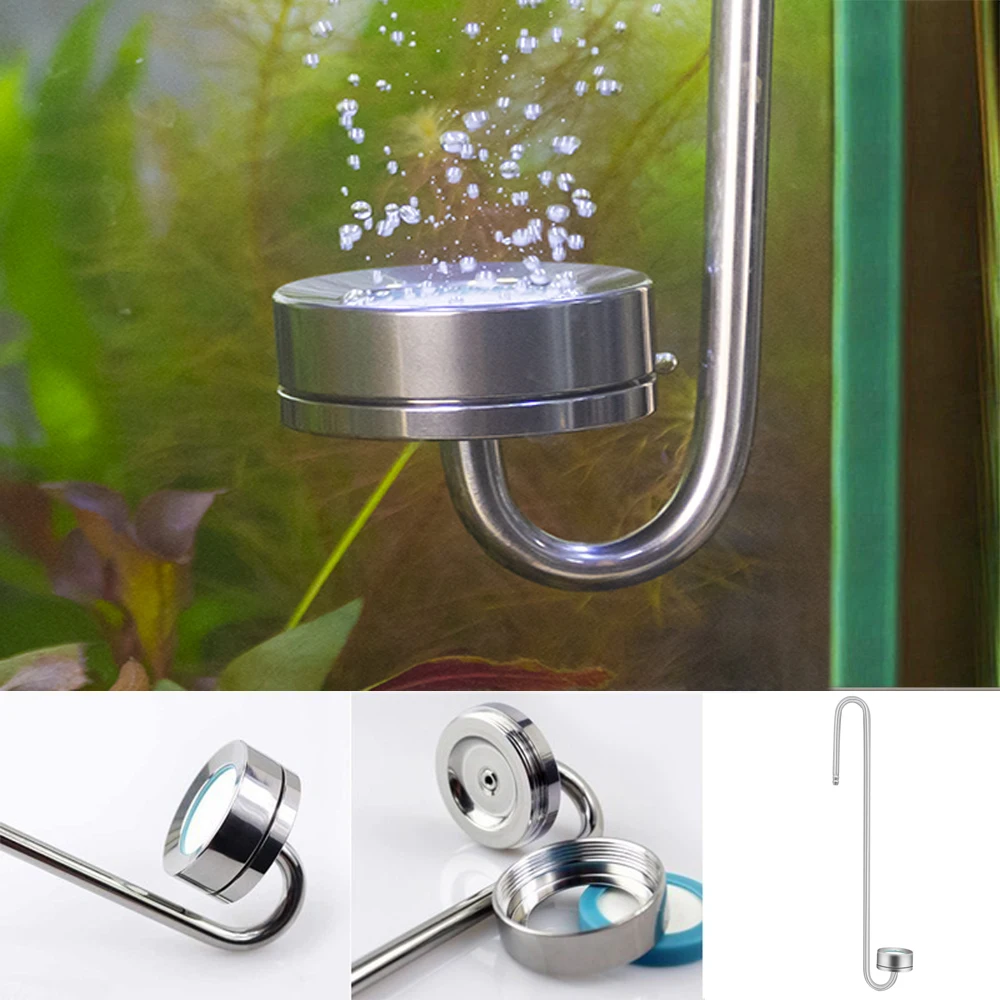 

High Quality Aquarium CO2 Diffuser Stainless Steel CO2 Diffuser Atomizer Flat Design with 1mete Air Line 1x Check Valve S L Size