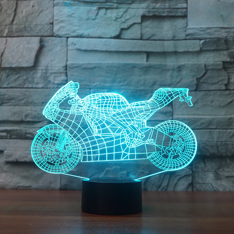 Гонки Moto Рисунок 7 Изменение Цвета 3D иллюзия ночника