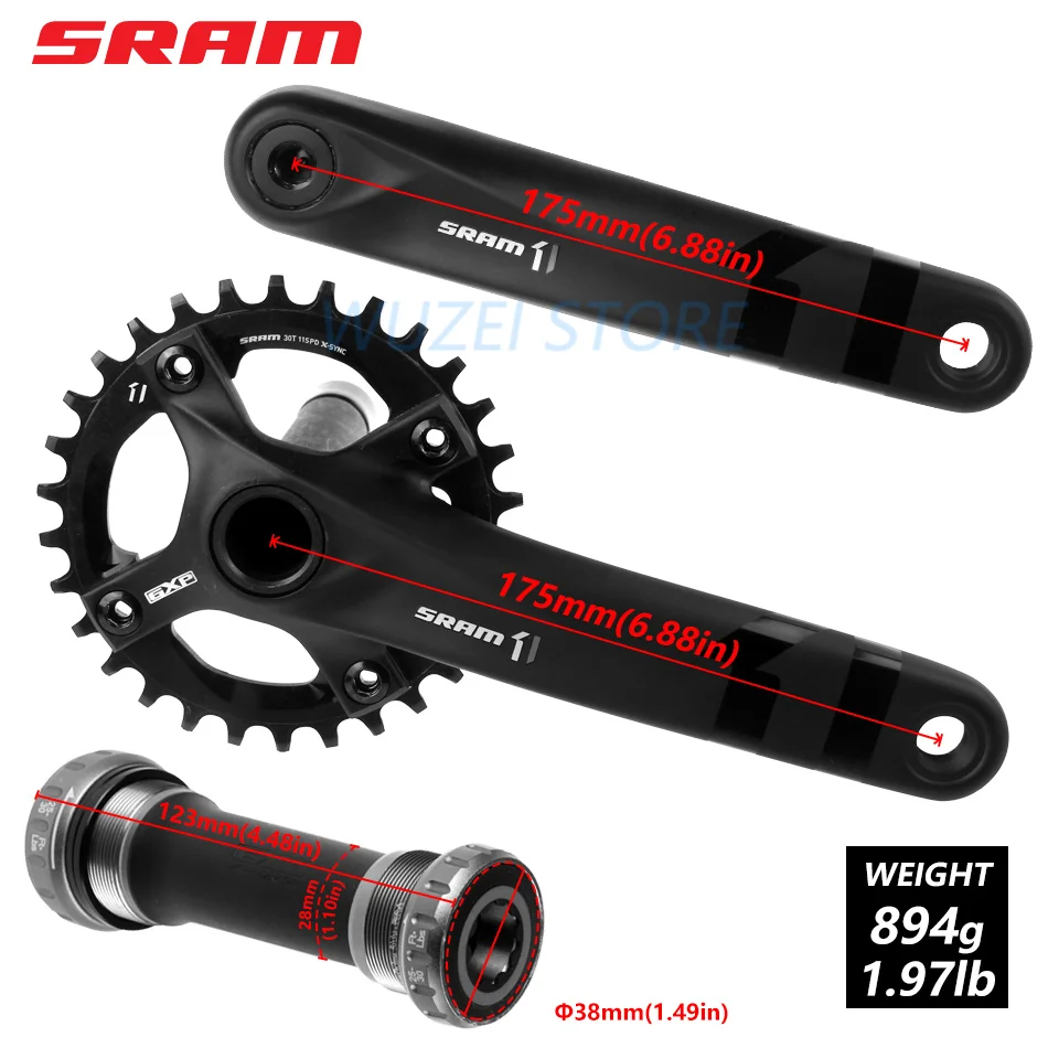 SRAM GXP 175mm SRAM FC X1 1000 жира GXP 94BCD mtb горный велосипедный шатун со звездочкой 11 Скорость 30T 170/175 мм снегоход sprocketwheel оси велосипеда части - Цвет: SRAM GXP 175mm