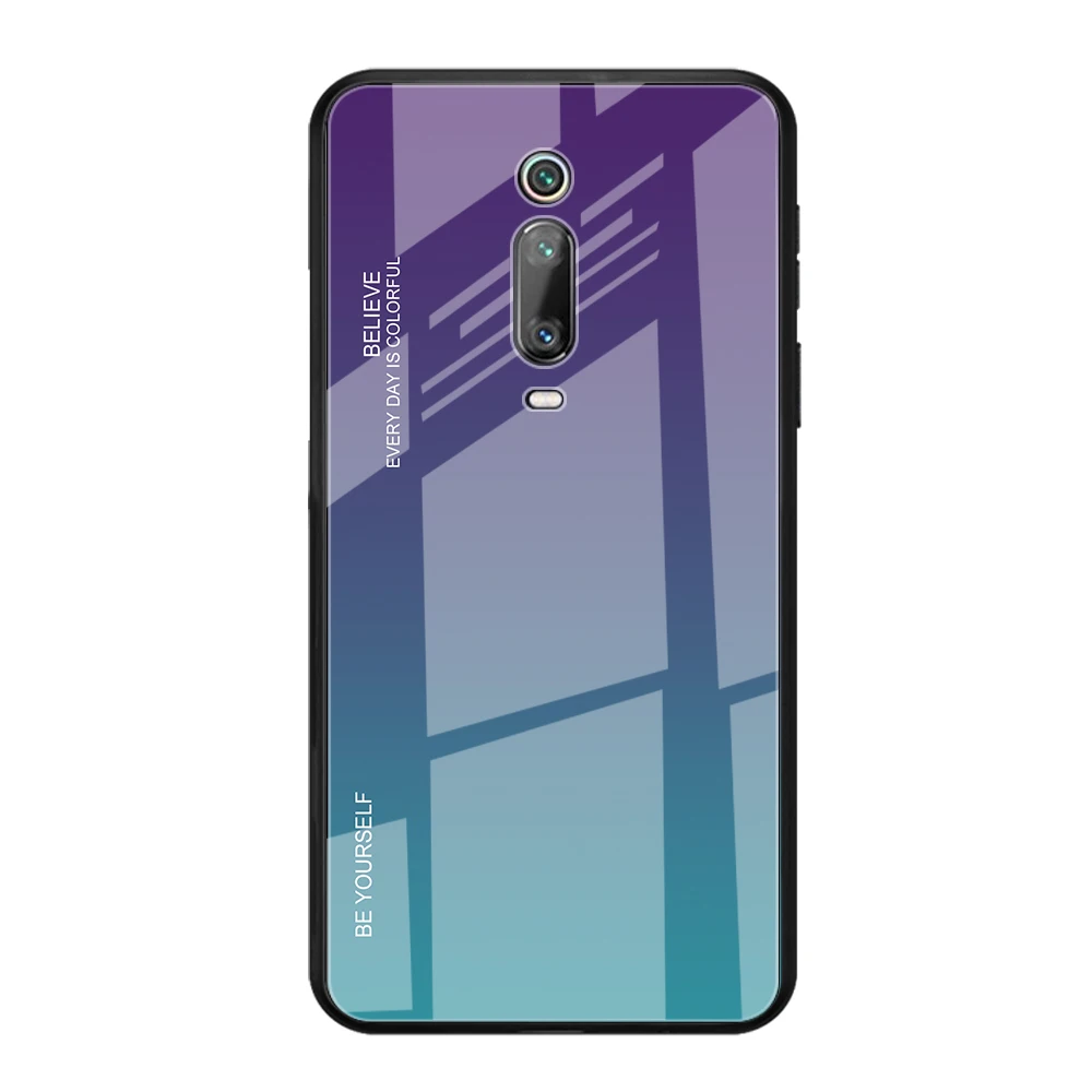 Blue-Purple Чехол KEYSION из закаленного стекла с градиентом для Red mi K20 K20 Pro Note 7 Pro aurora, задняя крышка для телефона Xiaomi mi 9T mi 9T Pro mi 9 SE - Цвет: Blue-Purple