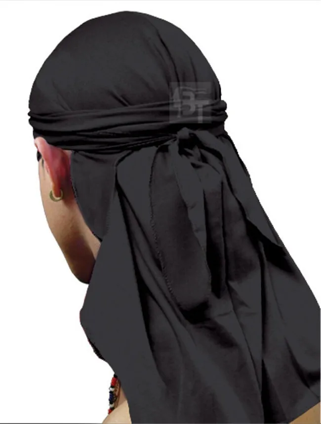 Новинка, модная мужская кепка, модная, элегантная, спандекс, King's Durag, Байкерская, головной убор, Skullcap, бандана, Ду, тряпка, аксессуары для волос - Цвет: Черный