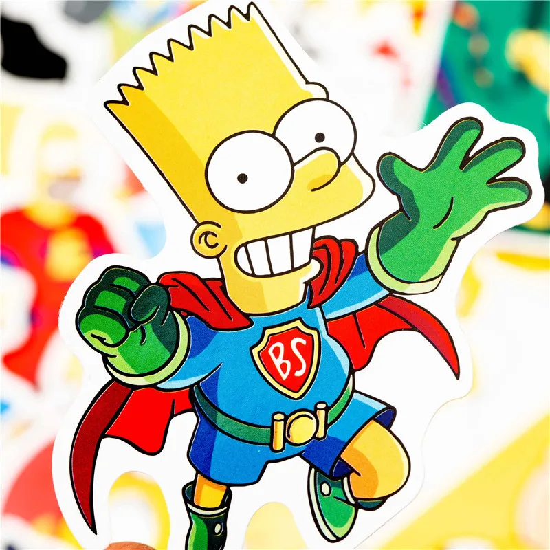 50pcs/Lot Funny Anime Cartoon Simpsons Graffiti Stickers For Moto Car& Suitcase Cool Laptop Stickers Skateboard Kids Stickers