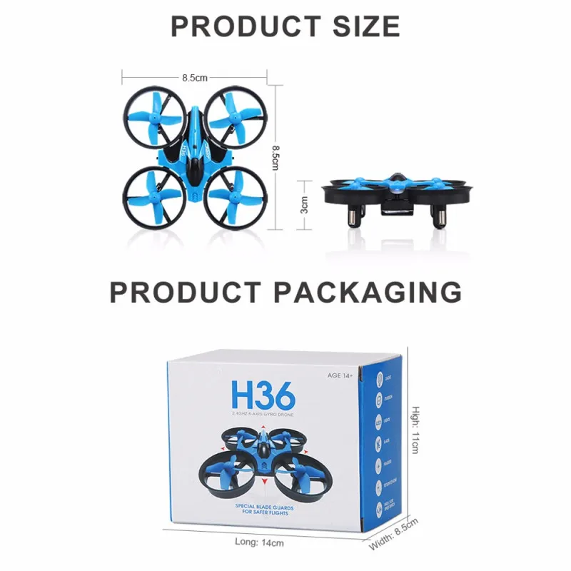 H36 мини Дрон 2 4G 6 Axis RC микро Квадрокоптеры скорости с безголовым режимом один ключ