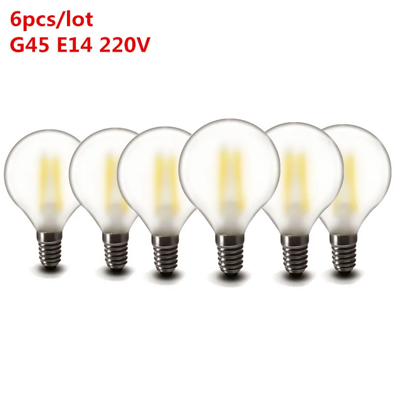 6 шт./лот 2w 4w 6w 8w E27 E14 прозрачные светодиодные лампы 220v A60 G45 ST64 C35 матовая