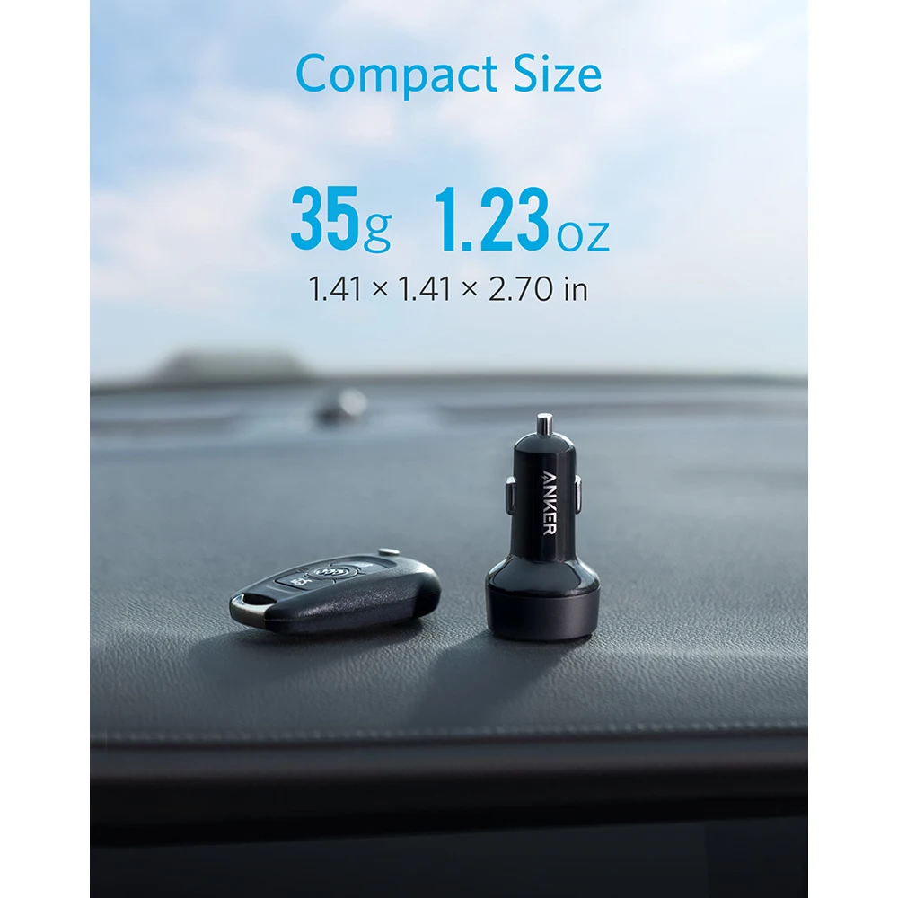 Anker автомобильное зарядное устройство USB C 30 Вт 2 порта с мощностью 18 и 12 PowerIQ PowerDrive