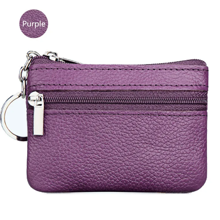 Purple XZXBBAG унисекс, модные кошельки из натуральной кожи на молнии для монет, женская сумка для денег, мужской кошелек для карт, Женский кошелек для мелочи, ключ, посылка XB496 - Цвет: Purple