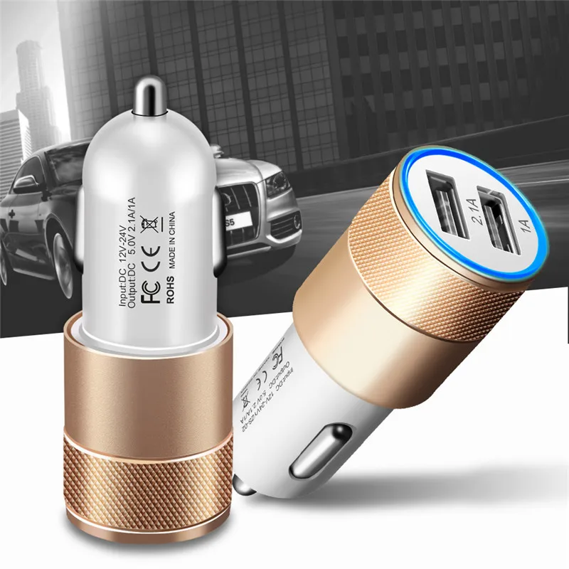 Автомобильное зарядное устройство USB быстрое с 2 портами для iphone Samsung Galaxy Huawei Xiaomi