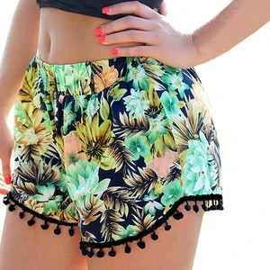 Женские повседневные свободные шорты в богемном стиле, летние популярные шорты в богемном стиле с пушистыми шариками, женские шорты для бодибилдинга, Лидер продаж