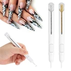 Металлические бусины для ногтей, точечная ручка 1 мм, ручка для рисования, золотые, серебряные стразы, ручка для маникюра, украшения для дизайна ногтей